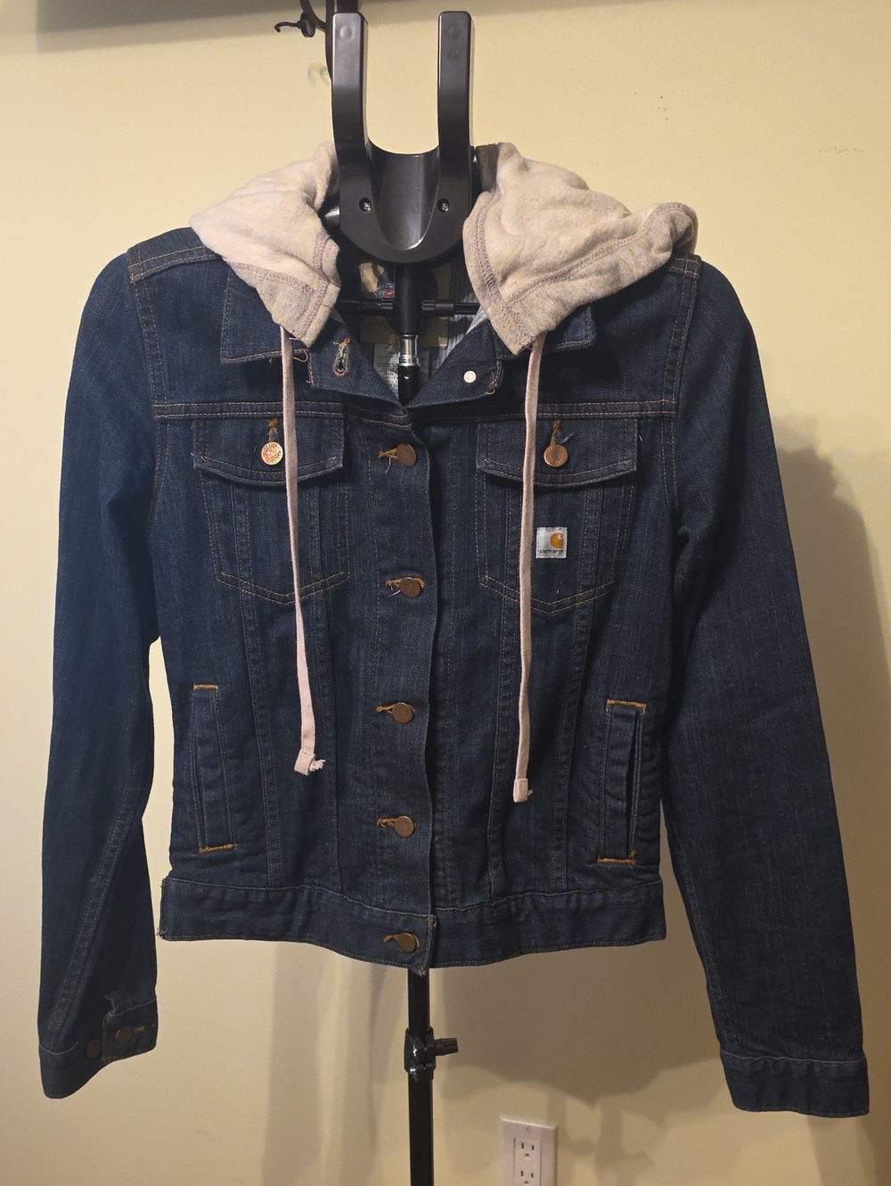 Carhartt Women's Dark Blue Denim Jacket with Hood